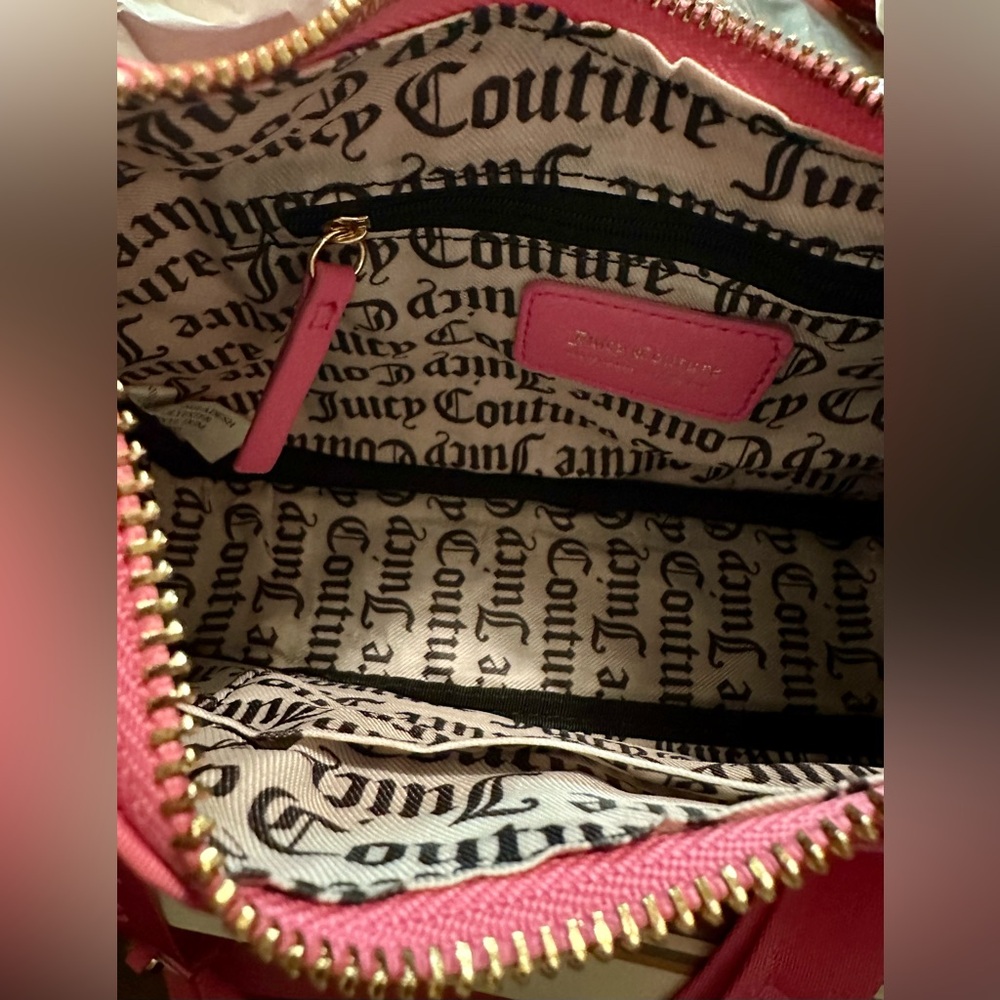 NWT Juicy Couture Bright Hot Pink Monogram Crossbody Bag Y2K Style w/ Coin Pouch - Picture 11 of 13